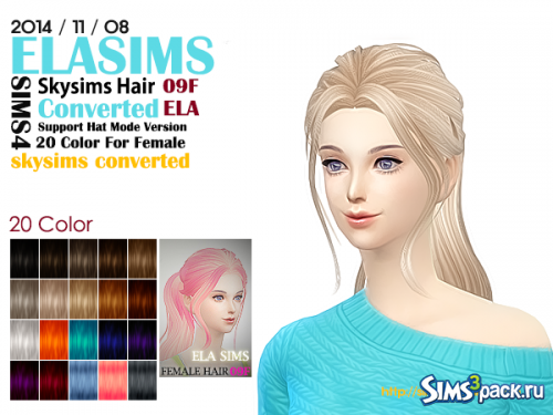 Женская прическа Skysims Hair 09F от ElaSims