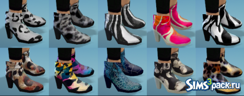 Полу-сапожки 10 animal print cuffed boot recolors от Simsperience