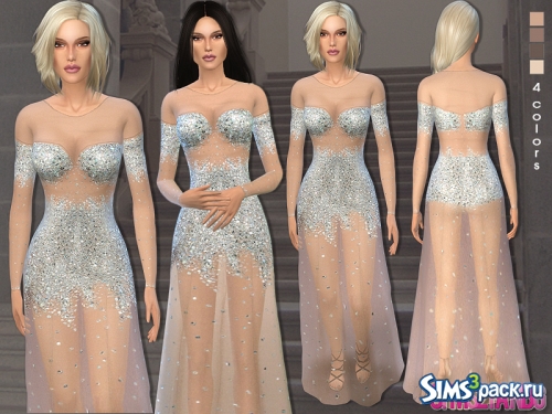 Платье 40 - Nude illusion tulle prom gown от sims2fanbg