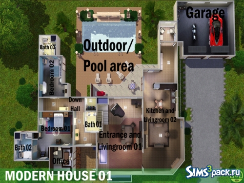 Уютный домик Modern Home 01 от Sims3Dynasty