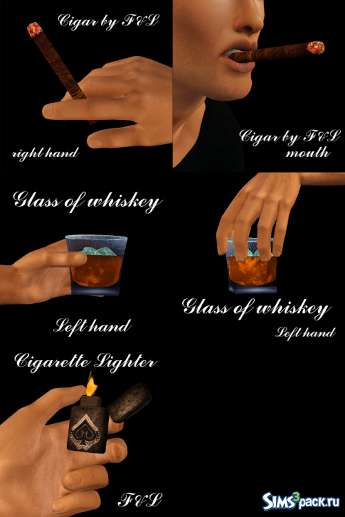 Сигара, стакан и зажигалка Accessories for Smoke&Drink