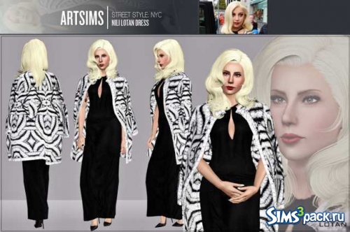 Платье и накинутое на плечи пальто Street Style от Artsims