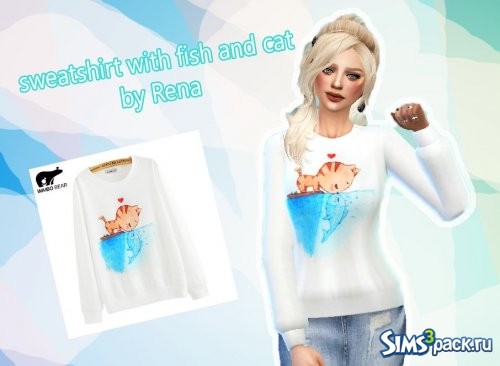 Sweatshirt with fish and cat/Свитшот с рыбкой и котиком