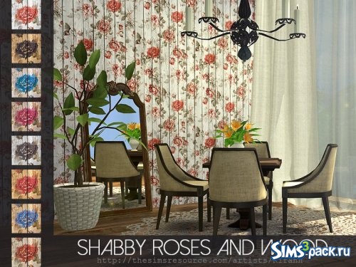 Панели Shabby Roses And Wood