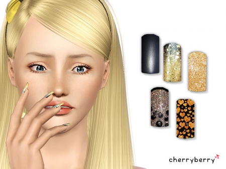 Золотые и черные ногти от CherryBerrySim
