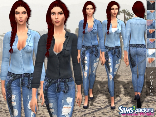 Женский джинсовой наряд от sims2fanbg