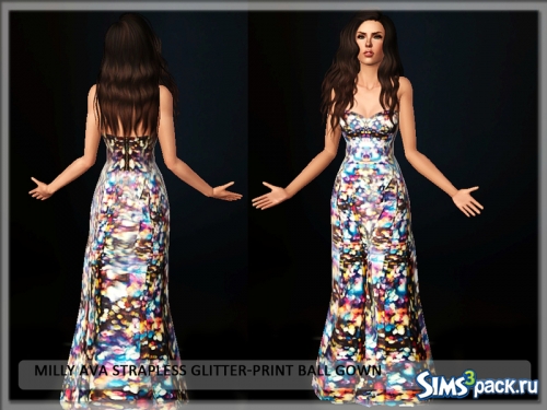Платье Milly Ava Strapless Glitter-Print Ball от Serpentrogue