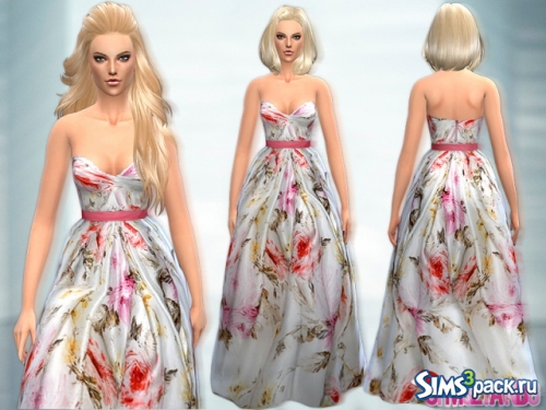 Длинное цветастое платье от sims2fanbg