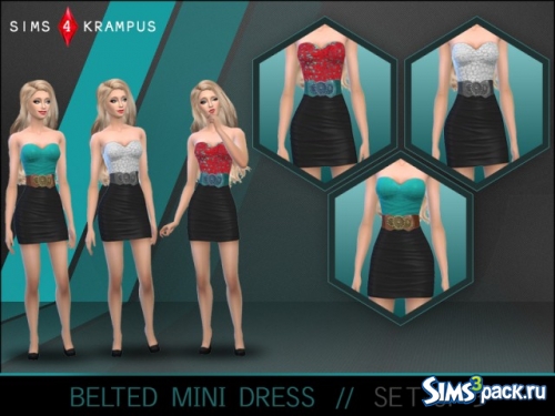 Мини-платье с поясом от Sims4krampus