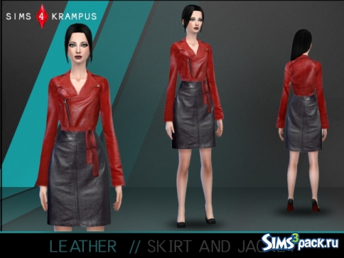 Кожаные юбка и жакет от SIms4Krampus