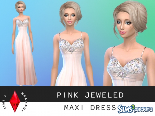Платье Pink jeweled maxi от Sims4Krampus