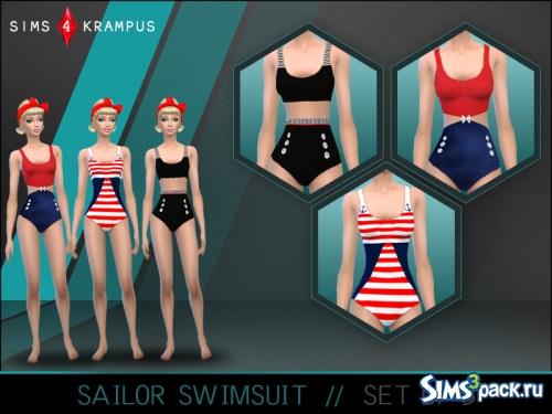 Купальник Sailor Bathingsuits от Sims4Krampus