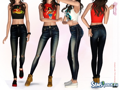 Рваные джинсы с завышенной талией от Simsimay