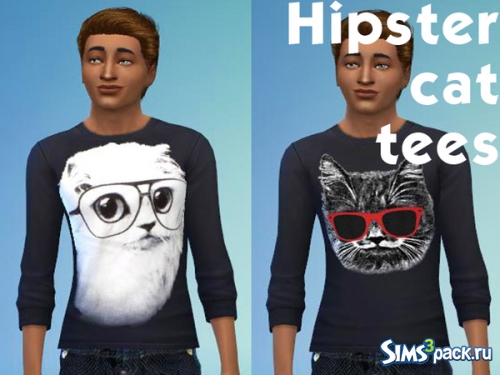 Мужские футболки Hipster Cat tops от bobojellycatface