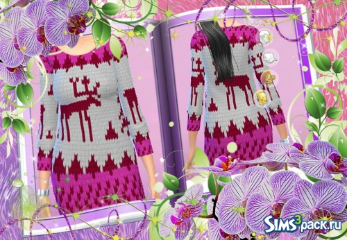 Розовое платье-свитер с орнаментом от Irinochka279