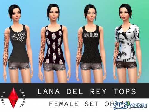 Топы Female Set of 4 Lana Del Rey Shirts от SIms4Krampus