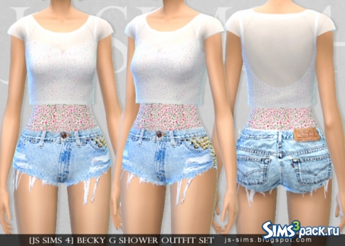 Топ и шорты Becky G Shower Outfit Set от JS Sims 4