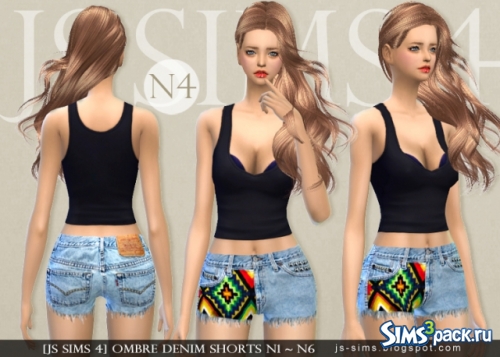 Шорты Ombre Denim Shorts N1 - N6 от JS SIMS 4