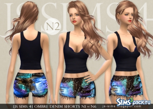 Шорты Ombre Denim Shorts N1 - N6 от JS SIMS 4