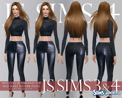 Штаны High Waist Leather Pants от JS SIMS 4