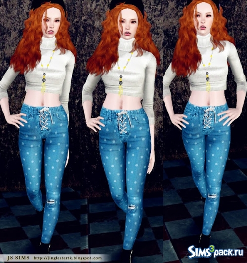 Джинсы &quot;Eyelet High Waisted Skinny Jeans&quot; от JS SIMS 4