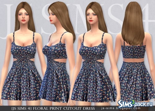 Цветочное платье &quot;Floral Print Cutout Dress&quot; от JS Sims 4