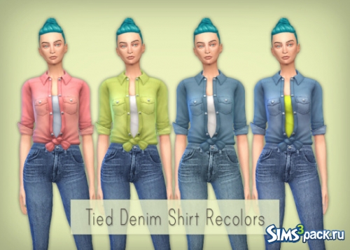 Рубашка Tied Denim Shirt Recolors от Simsrocuted