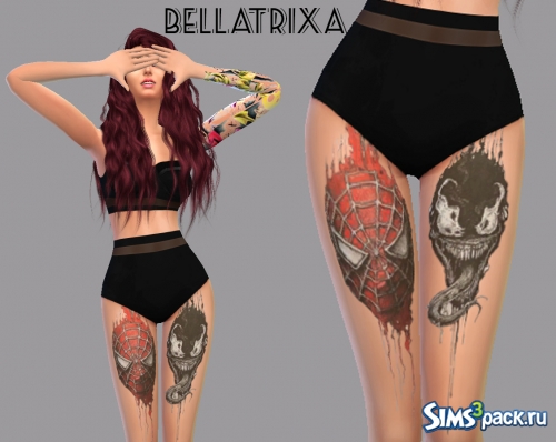 Женская татуировка на бедро от Bellatrixa