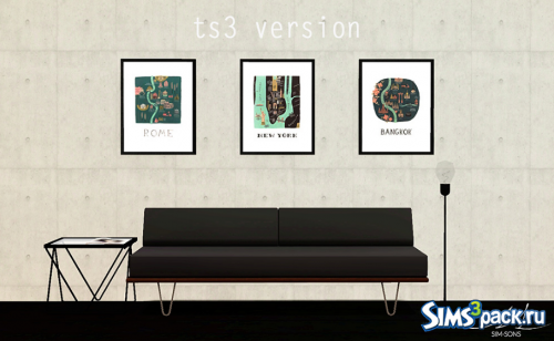 Картины Illustrated maps of cities paintings for ts3 & ts4 