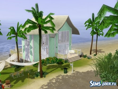 Зеленый пляжный домик