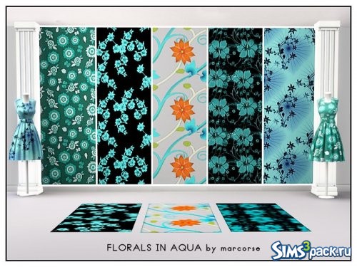 Текстуры Florals in Aqua от marcorse