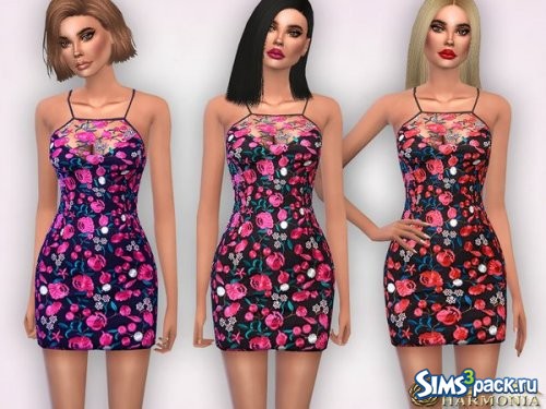 Платье Floral Embroidered Strappy Bodycon