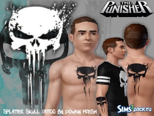 Татуировка Marvel The Punisher Splatter Skull от Downy Fresh