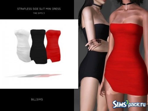 Мини - платье Strapless Side Slit от Bill Sims