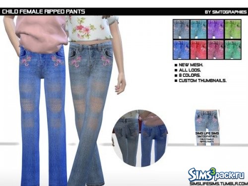 Рваные джинсы для девочек от simtographies