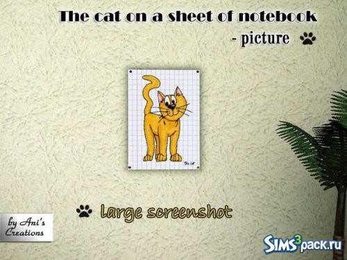 Постер The cat on a sheet of notebook от AniFlowersCreations