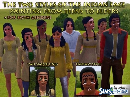 Боевая раскраска индейского воина для взрослых от AniFlowersCreations