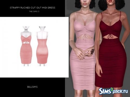 Миди - платье Strappy Ruched Cut Out от Bill Sims
