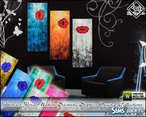 Картины Abstract Floral Modern Painting Poppies от Devirose
