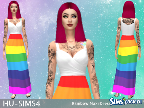 Макси - платье Rainbow от hu-sims4