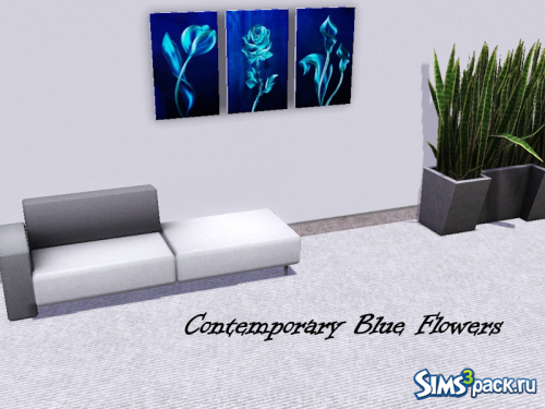Картина Contemporary Blue Flowers от twosister42