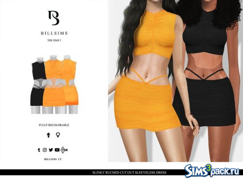 Платье Slinky Ruched Cut Out Sleeveless от Bill Sims