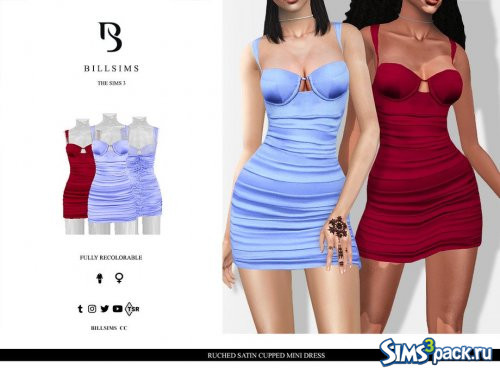 Мини - платье Ruched Satin Cupped от Bill Sims