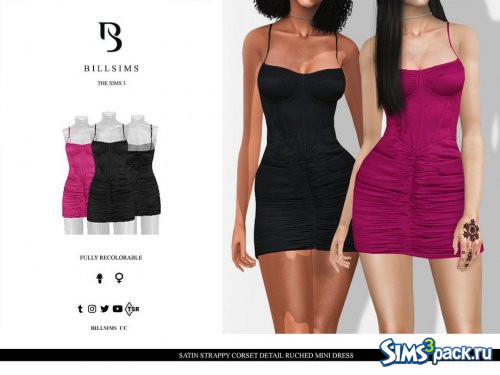 Мини - платье Satin Strappy Corset Detail Ruched от Bill Sims