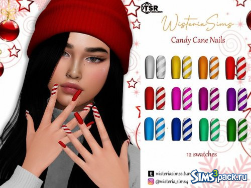 Ногти Candy Cane от WisteriaSims