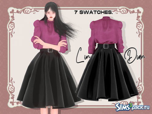 Платье Puff sleeves and leather skirt от LIN_DIAN