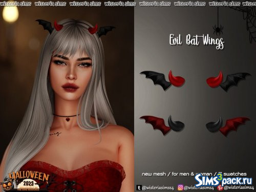 Ободок Halloween 2023 - Evil Bat Wings от WisteriaSims
