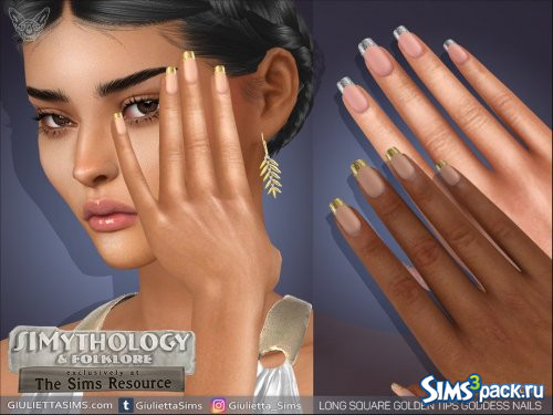 Ногти Simythology - Long Square Golden Tips Goddess от feyona
