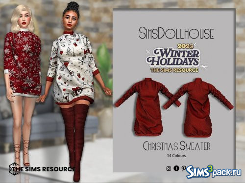 Платье - свитер Christmas от SimsDollhouse