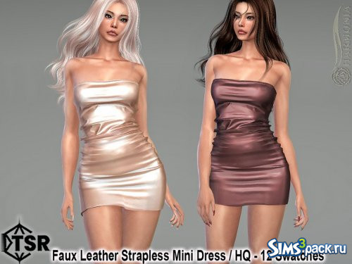 Мини - платье Faux Leather Strapless от Harmonia
